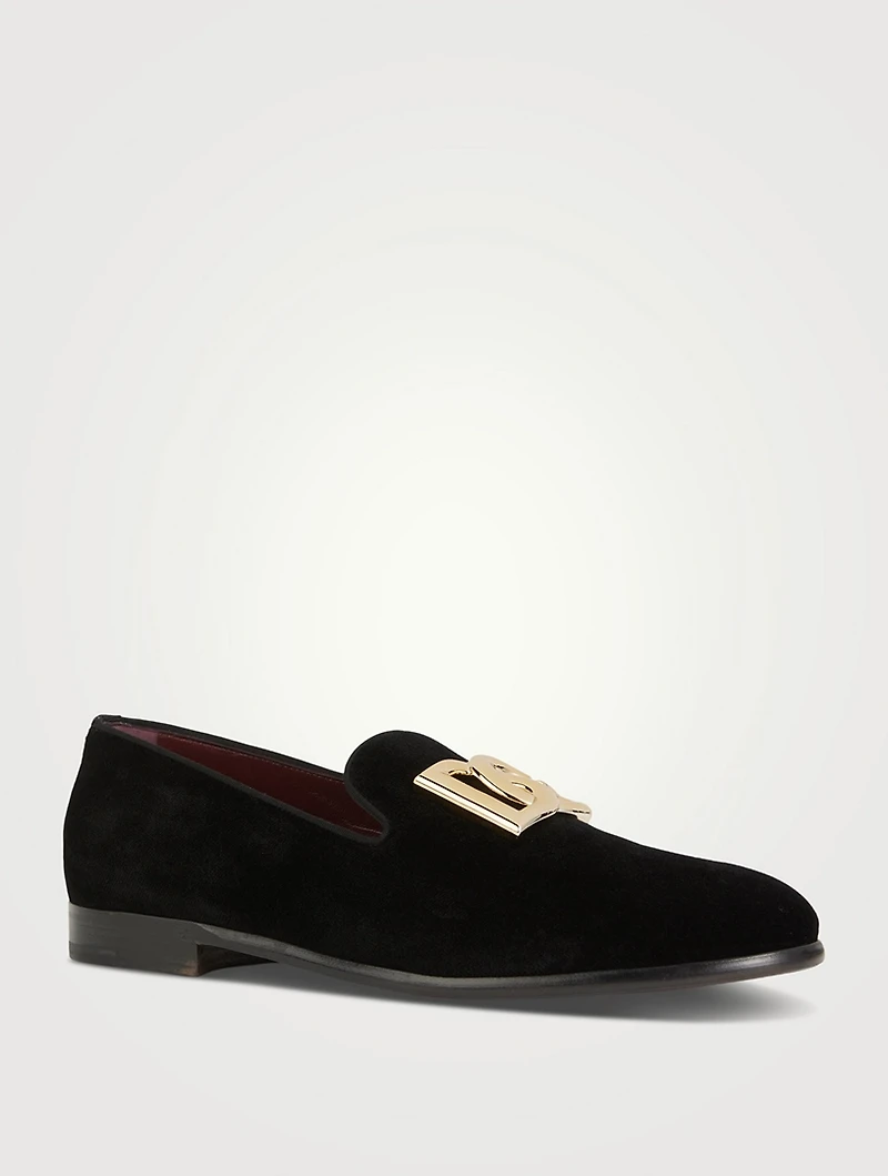 Velvet Loafers With Logo