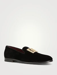 Velvet Loafers With Logo