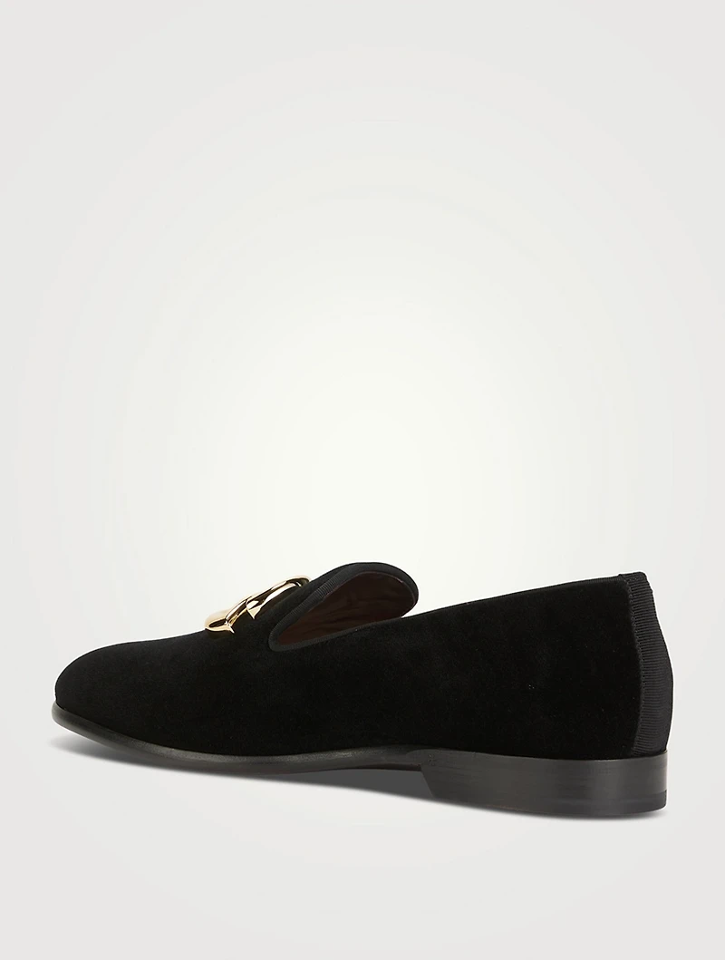 Velvet Loafers With Logo