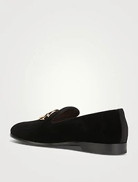 Velvet Loafers With Logo
