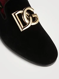 Velvet Loafers With Logo