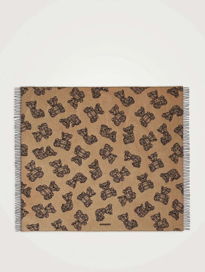Thomas Bear Cashmere Wool Jacquard Blanket