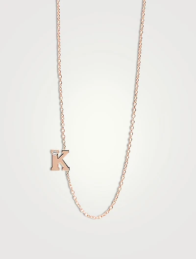 Love Letter Rose Gold K Initial Single Diamond Necklace