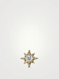 Aztec 14K Gold North Star Stud Earring With Diamond