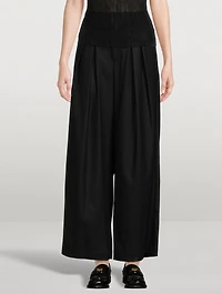 Pleated Wide-Leg Trousers