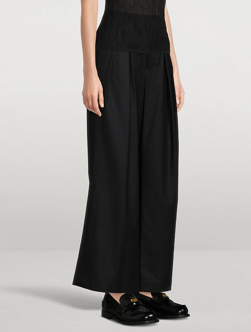 Pleated Wide-Leg Trousers