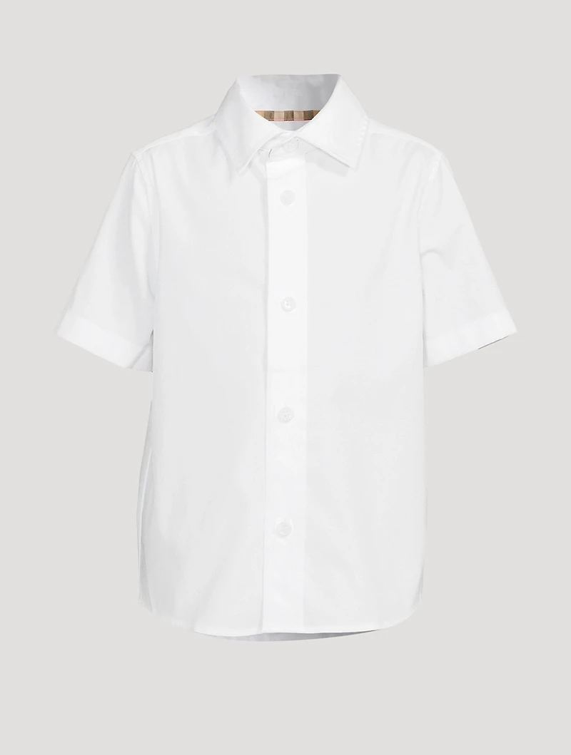 Stretch Cotton Shirt With Logo Back