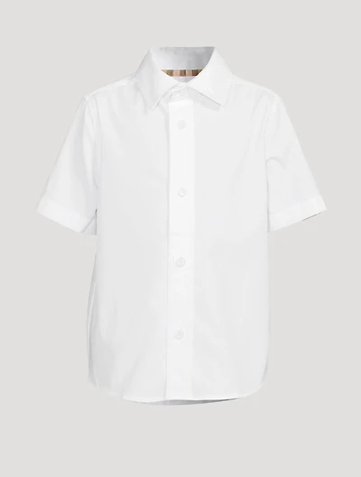 Stretch Cotton Shirt With Logo Back
