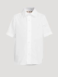 Stretch Cotton Shirt With Logo Back