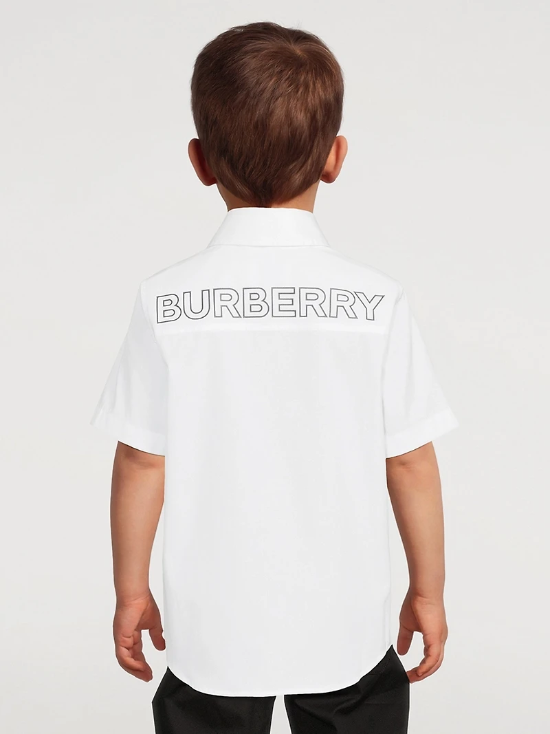 Stretch Cotton Shirt With Logo Back