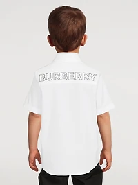 Stretch Cotton Shirt With Logo Back