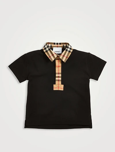 Vintage Check Trim Cotton Polo Shirt