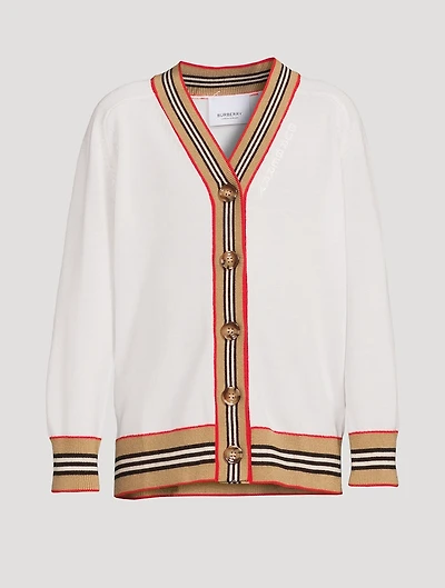 Icon Stripe Trim Wool Cardigan
