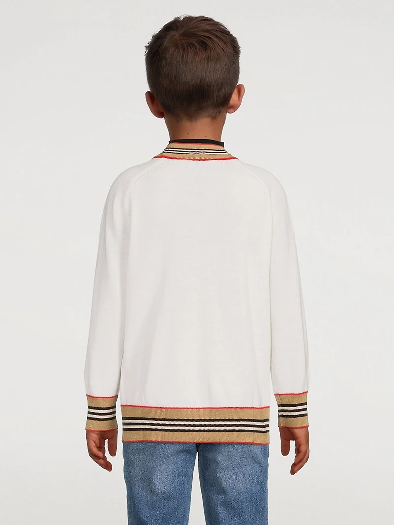 Icon Stripe Trim Wool Cardigan