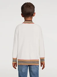 Icon Stripe Trim Wool Cardigan