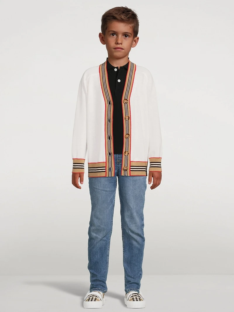 Icon Stripe Trim Wool Cardigan