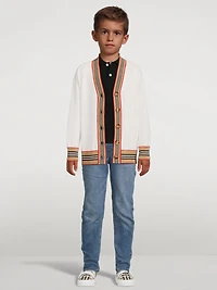 Icon Stripe Trim Wool Cardigan