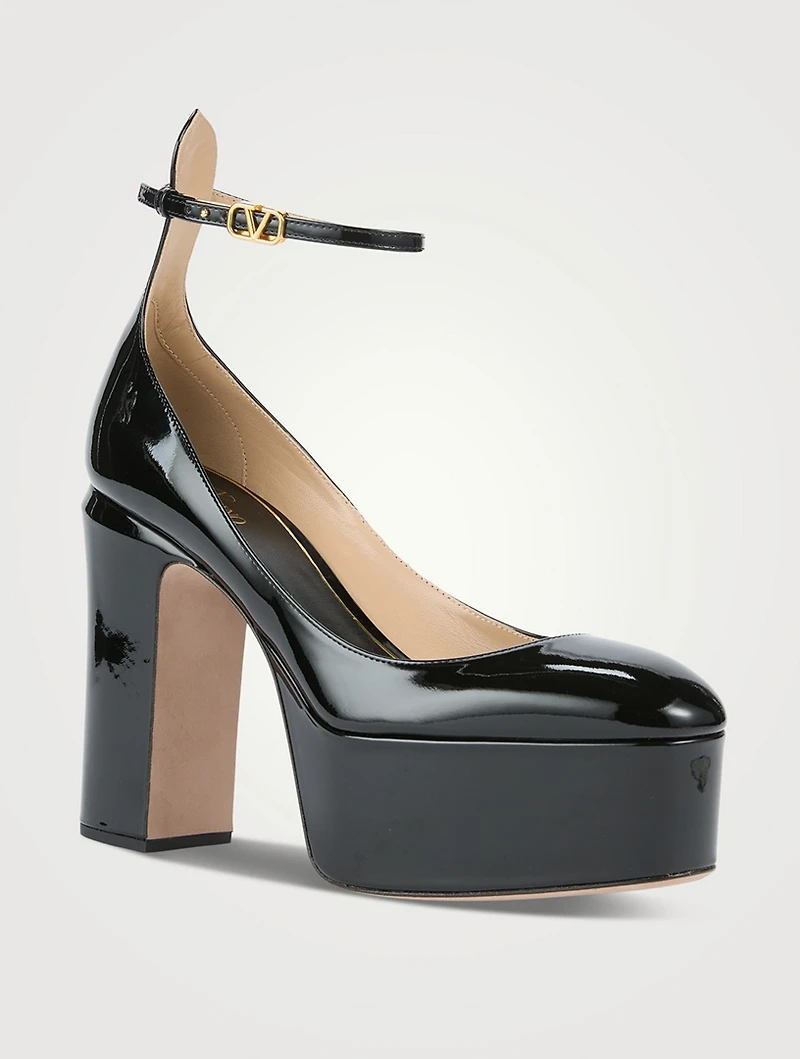 Tan-Go Patent Leather Platform Pumps
