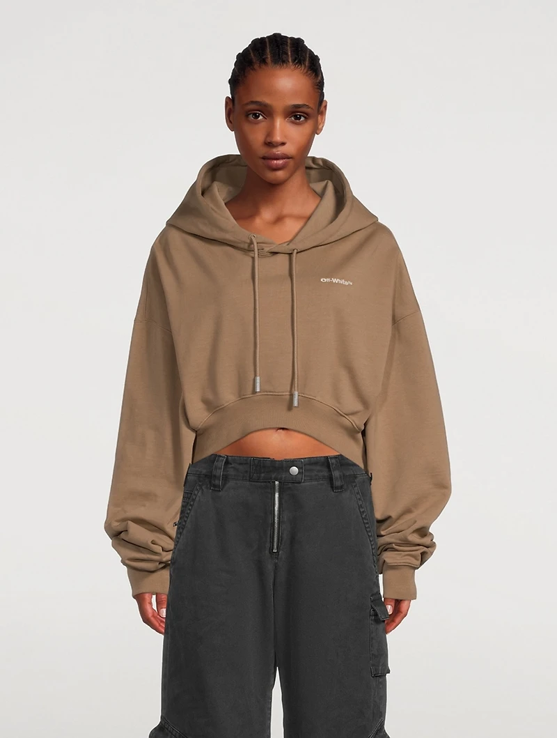 Embroidered Logo Cropped Hoodie