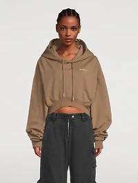 Embroidered Logo Cropped Hoodie