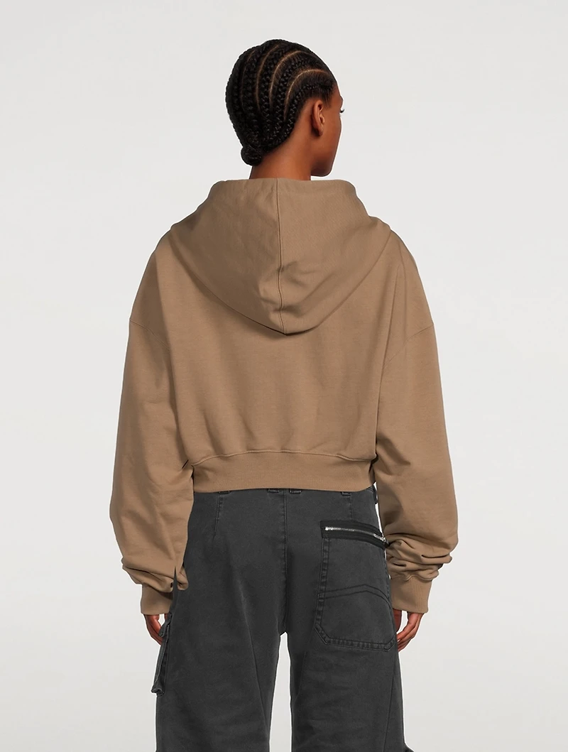 Embroidered Logo Cropped Hoodie