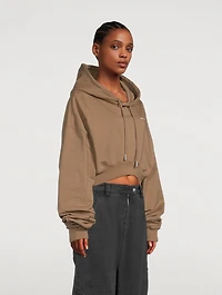 Embroidered Logo Cropped Hoodie