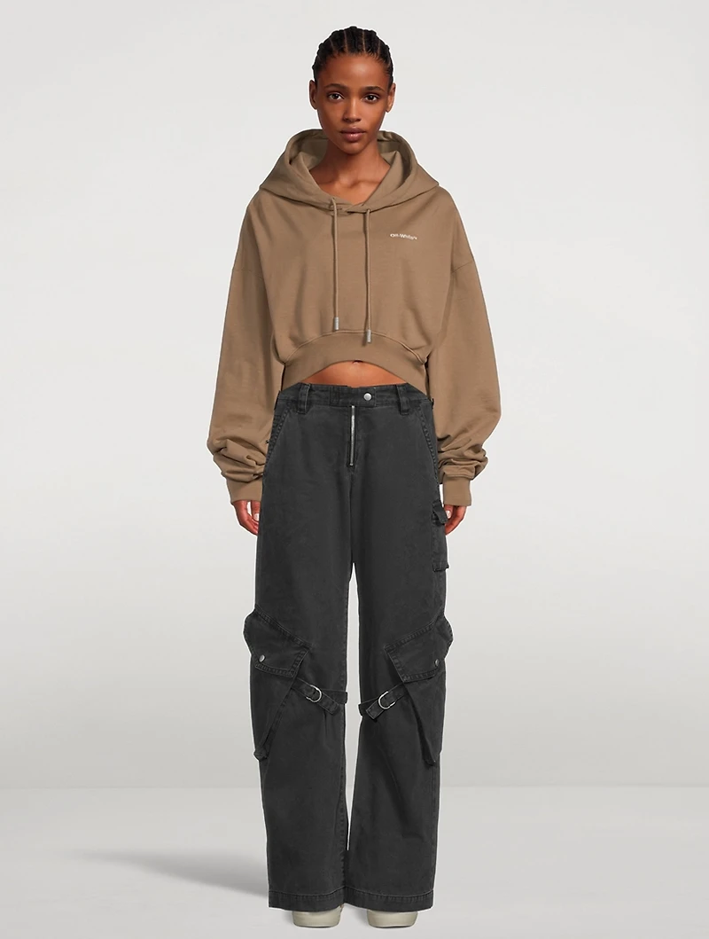 Embroidered Logo Cropped Hoodie