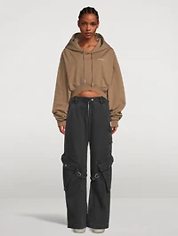 Embroidered Logo Cropped Hoodie