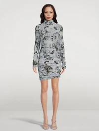 Long-Sleeve Twist Dress Chine Floral Print