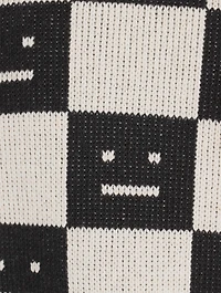 Checkerboard Wool Crewneck Sweater With Face Logo