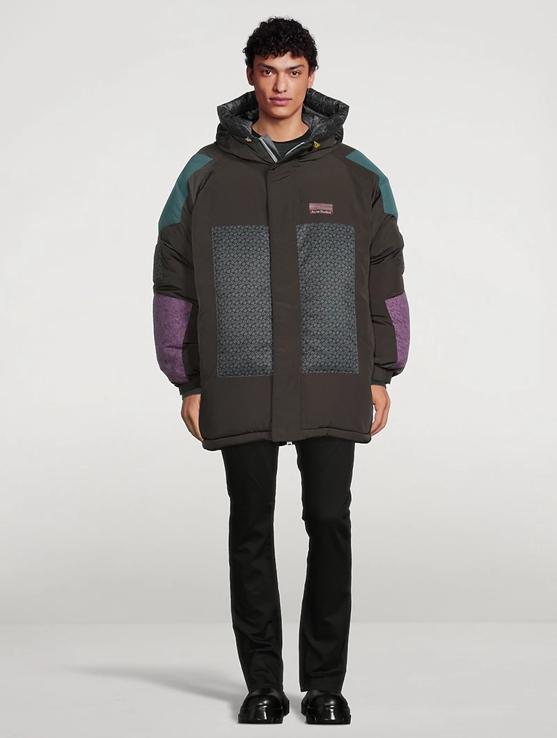 Nylon Down Puffer Jacket With Hood