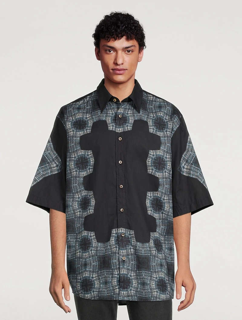 Crinkled Cotton Shirt Kaleidoscope Print