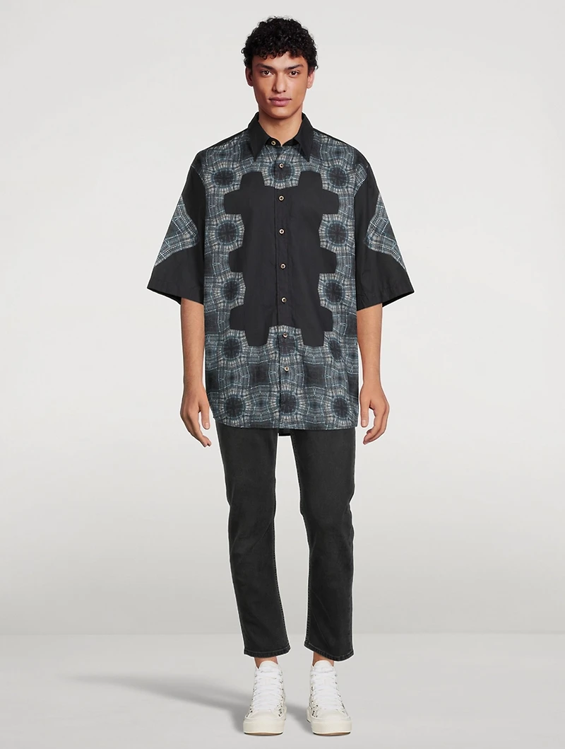 Crinkled Cotton Shirt Kaleidoscope Print