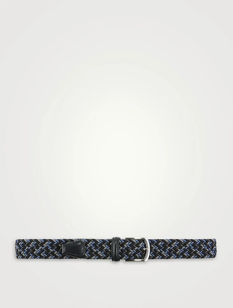 Interwoven Belt With Leather Trim