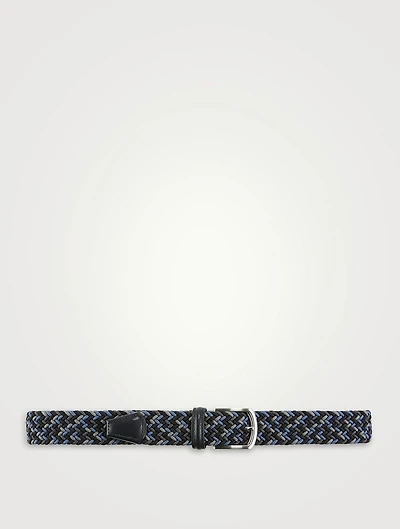 Interwoven Belt With Leather Trim