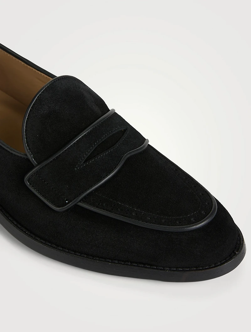 Fine Kid Suede Varsity Penny Loafers