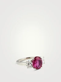 Platinum Pink Sapphire Ring With Diamonds