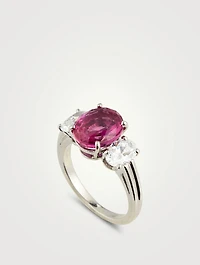 Platinum Pink Sapphire Ring With Diamonds