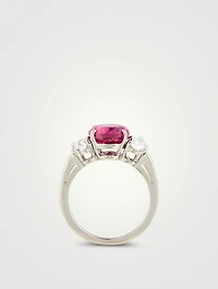Platinum Pink Sapphire Ring With Diamonds