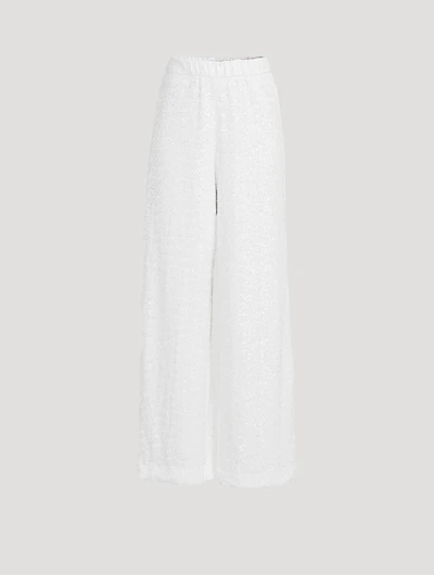 Sequin-Embellished Wide-Leg Pants