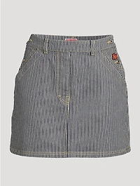 Denim Mini Skirt Stripe Print