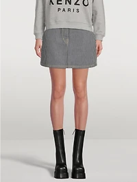 Denim Mini Skirt Stripe Print