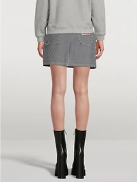 Denim Mini Skirt Stripe Print