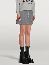 Denim Mini Skirt Stripe Print