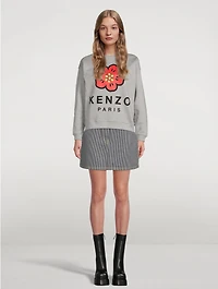 Denim Mini Skirt Stripe Print