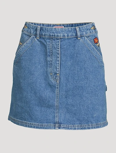 Boke Flower Denim Mini Skirt