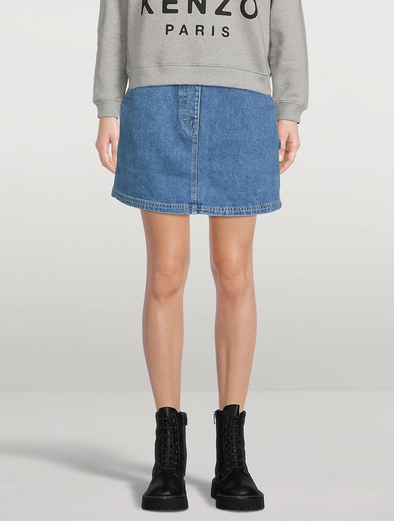 Boke Flower Denim Mini Skirt