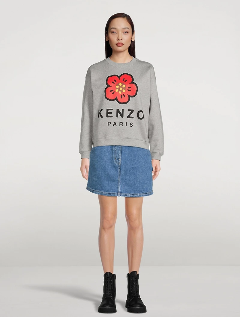 Boke Flower Denim Mini Skirt