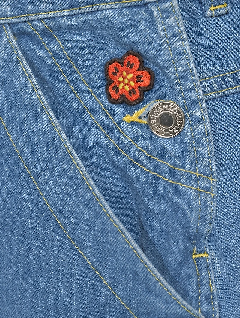 Boke Flower Denim Mini Skirt