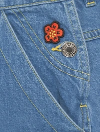 Boke Flower Denim Mini Skirt